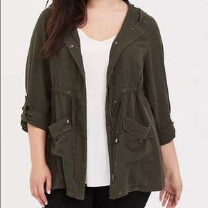 Torrid Olive Twill Hooded Anorak Jacket